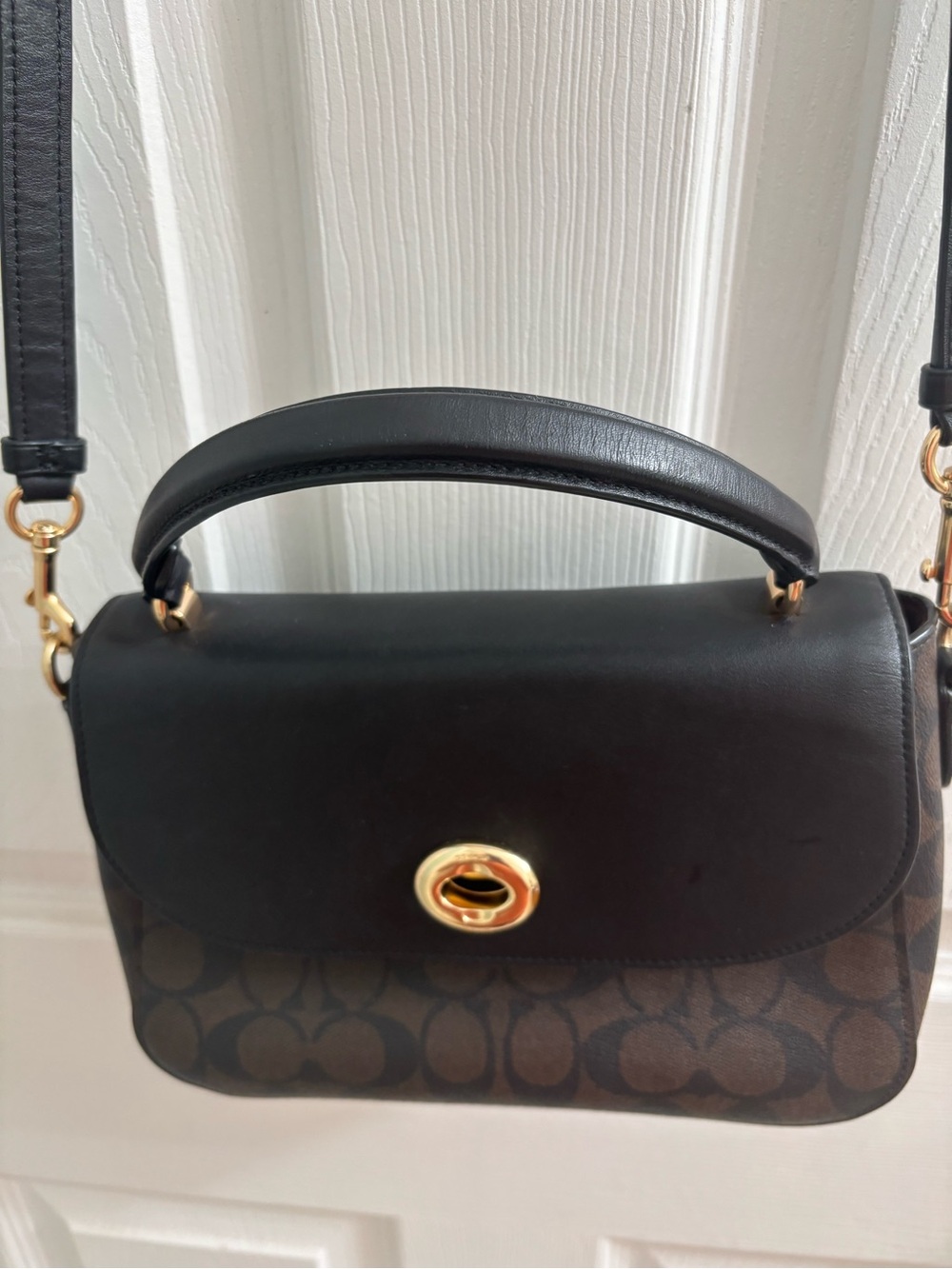 Coach Black and Brown Signature Crossbody Satchel - Picture 2 of 3